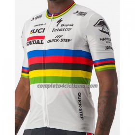 Maglia 2023 Soudal Quick-Step Campione Del Mondo Manica Corta Bianco Multicolore